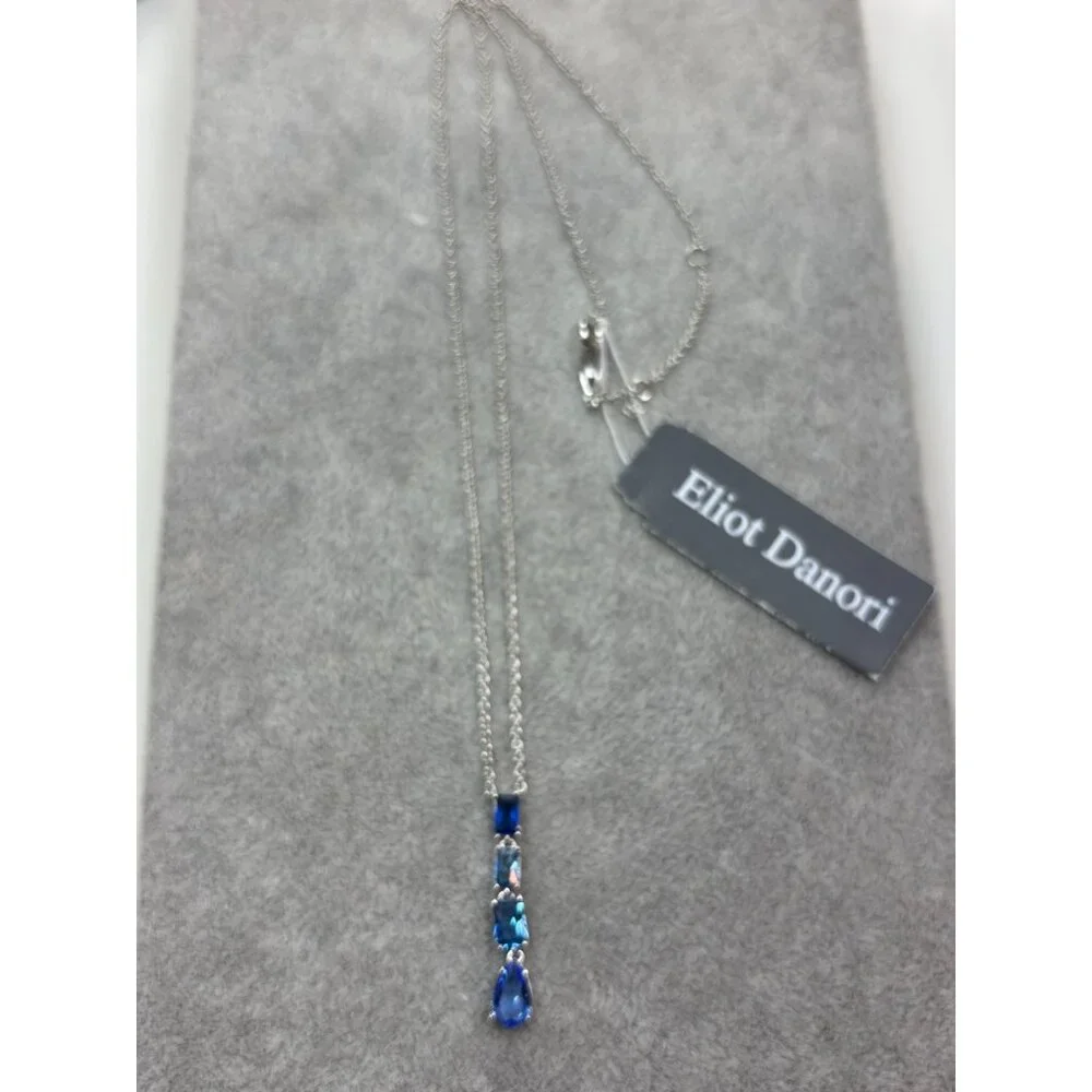 Blue Cubic Zirconia Sapphire Drop Pendant Elliot Danori - Picture 3 of 3